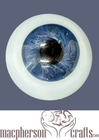 22mm Mouth Blown Glass Eyes -  Just Born Blue w Blue Sclera